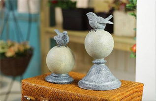 花园闲情树脂小鸟摆件 地中海风格家居装饰品 客厅创意工艺品摆设RQ 小号